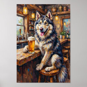 Arte de Bar Alaskan Malamute, Arte Divertido de Pe