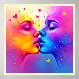 Arte de besos abstracto vibrante