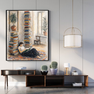 Arte de biblioteca   pila de libros   regalo para 