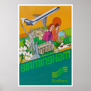 Arte de Birmingham Alabama Impresión Southern Airl