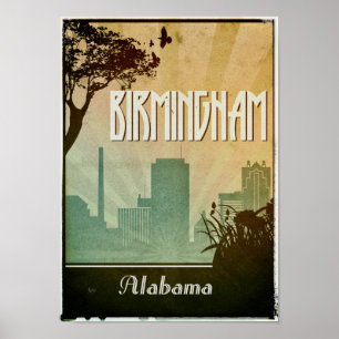 Arte de Birmingham Art Deco Design City Poster