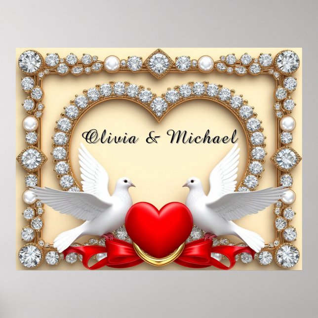 🕊️ Arte de Boda Romántica para Decoración de Cere (Frente)