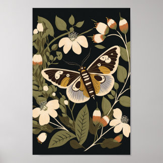 Arte de Boho Floral de Mariposa Escandinava Danesa