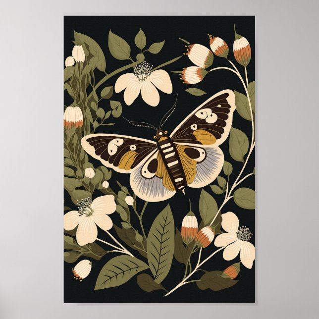 Arte de Boho Floral de Mariposa Escandinava Danesa (Frente)