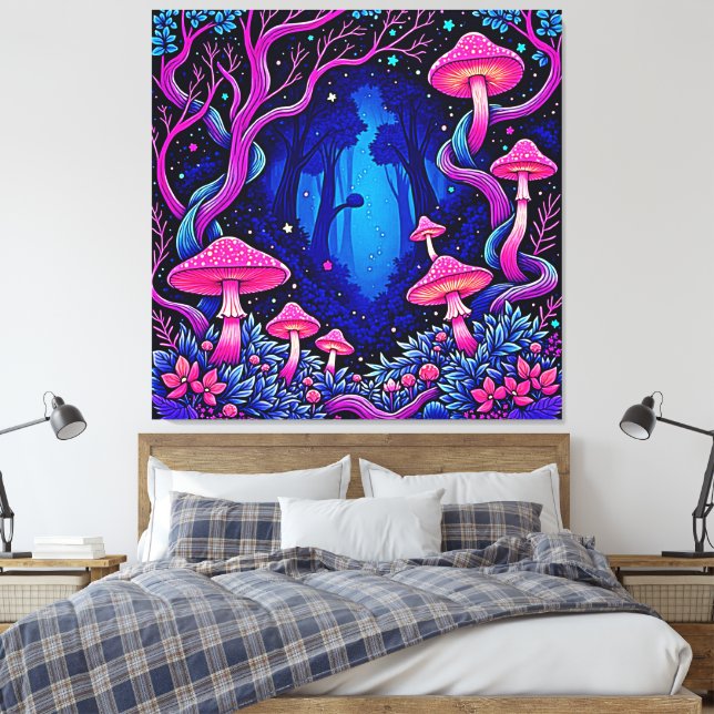 Arte de Bosque de Hongos Rosa Neon (Insitu(Dormitorio))