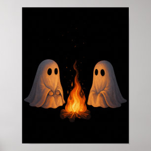 Arte de bosque nocturno con fogata de fantasmas es