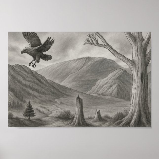 Arte de bosquejo monocromo de naturaleza salvaje – (Frente)