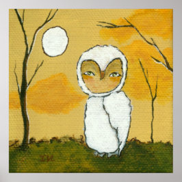 Arte de búho blanco caprichoso del bosque en un pa