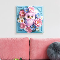 Arte de búho elegante con acentos florales - rosa