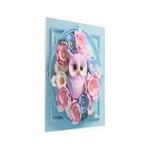 Arte de búho elegante con acentos florales - rosa