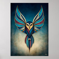 Arte de búho geométrico abstracto Deco