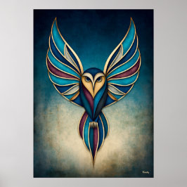 Arte de búho geométrico abstracto Deco
