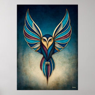 Arte de búho geométrico abstracto Deco