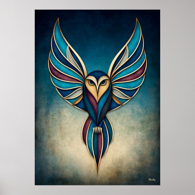 Arte de búho geométrico abstracto Deco (Frente)