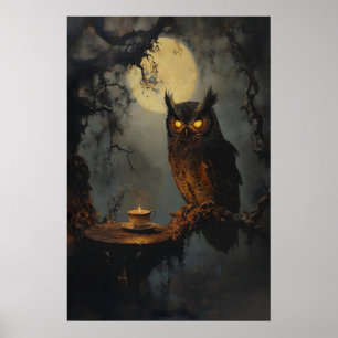 Arte de búho lunar místico Academia oscura Cottage