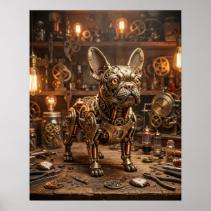 Arte de Bulldog Francés de Relojería de Latón