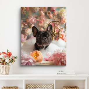 Arte de Bulldog Francés Frenchie en Bañera Baño