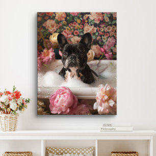 Arte de Bulldog Francés Frenchie en Bañera Baño