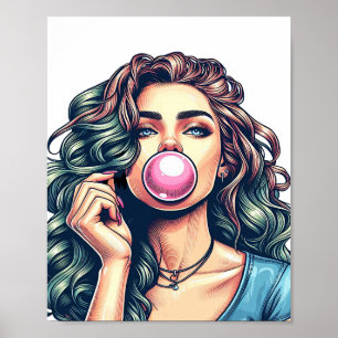 Arte de burbuja de chicle femenino