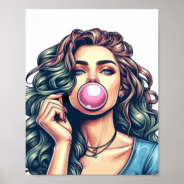 Arte de burbuja de chicle femenino (Frente)