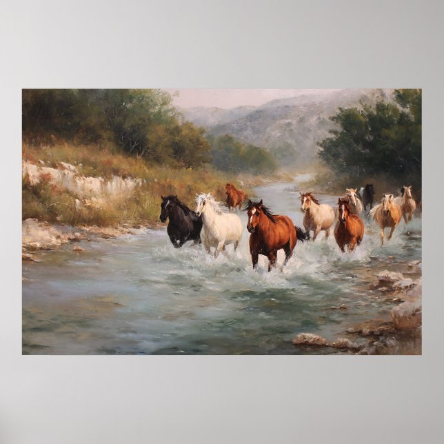 Arte de caballos galopantes de River Run (Frente)