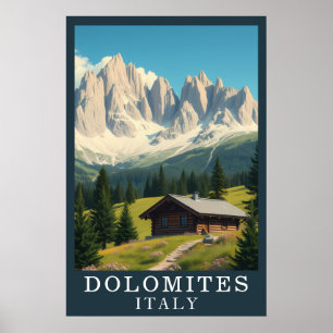 Arte de cabaña alpina montañosa Dolomitas retro It