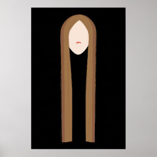 Arte de Cabello Largo Retrato Minimalista Modern