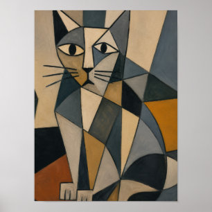 Arte de cabeza de gato cubista abstracto Geométr