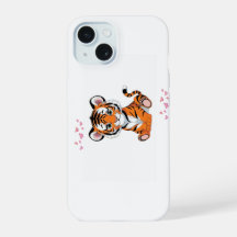 Arte de cachorro de tigre con mariposas rosadas -