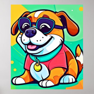 Arte de cachorro genial estilo caricatura