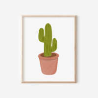 Arte de Cactus en Maceta Dibujado a Mano con Paste