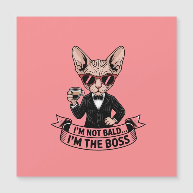 Arte de café con gato Sphynx jefe genial (Anverso)