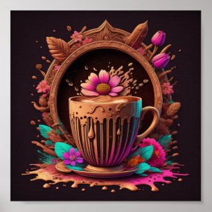 Arte de café y flores