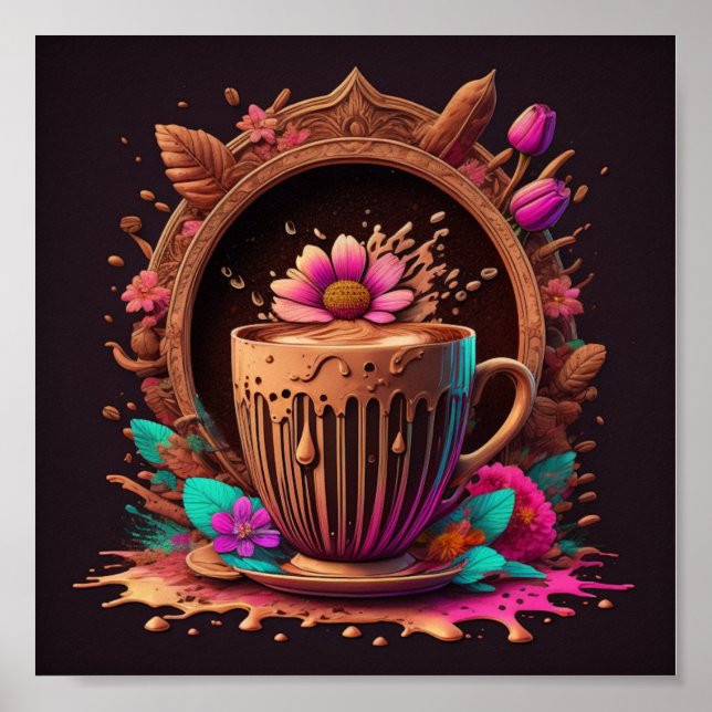 Arte de café y flores (Frente)