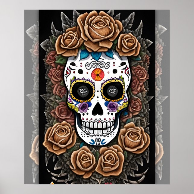 Arte de calavera de azúcar - Celebrar con colores  (Frente)