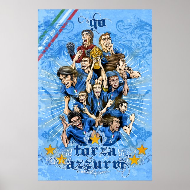 Arte de Calcio de Italia Forza Azzurri Soccer - Al (Frente)