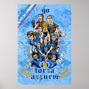 Arte de Calcio del fútbol de Italia Forza Azzurri