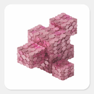 Arte de calcomanía BLOQUES DE MONEDA ROSA Rosa Vib