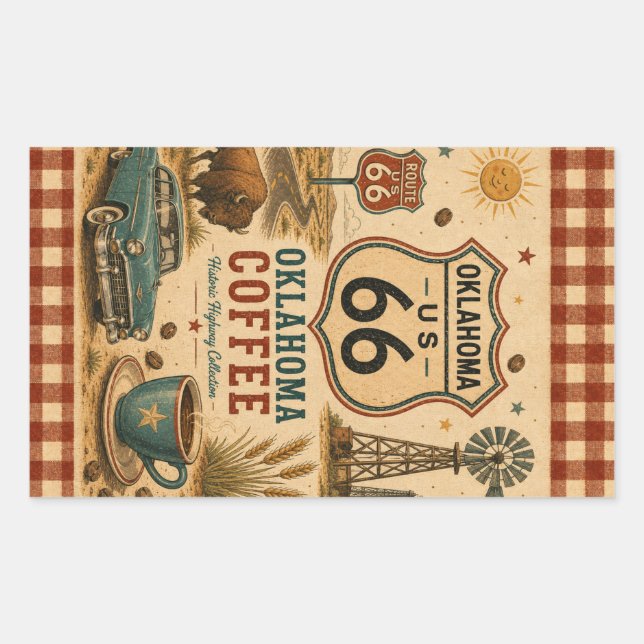 Arte de calcomanía de café Oklahoma Mother Road (Anverso)