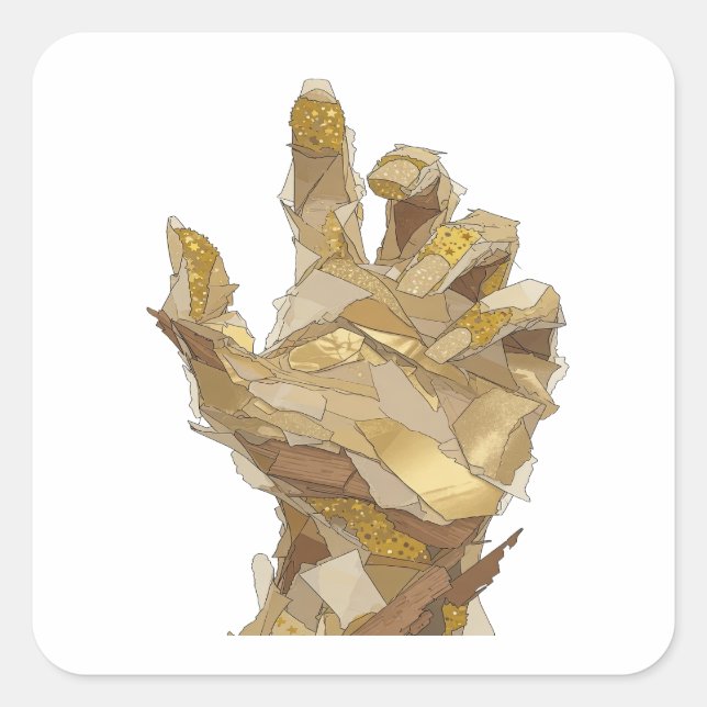 Arte de calcomanía de MANO DE ORO plateada de moda (Anverso)