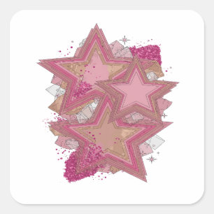 Arte de Calcomanía Estrellas y Cristales Rosa Eleg