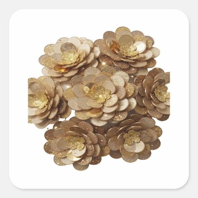 Arte de Calcomanía FLORES DORADAS Plata Audaz (Anverso)