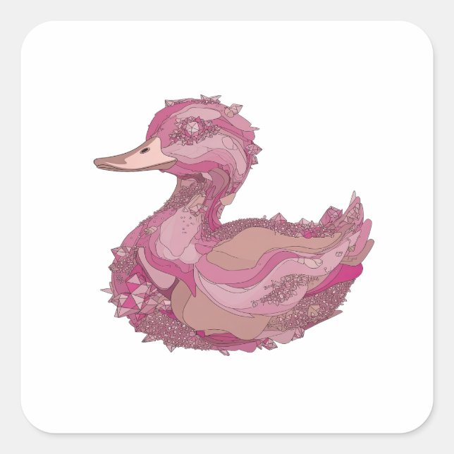 Arte de calcomanía PATO ROSA de plata elegante (Anverso)