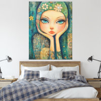 ARTE DE CÁÑAMO CAPRICHOSO DE NIÑA DE OJOS GRANDES