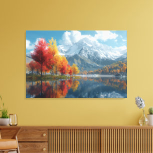Arte de canvas del lago otoñal