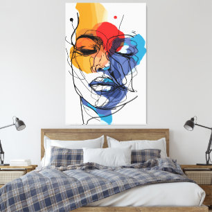 Arte de Cara de Línea Fluida Abstracta