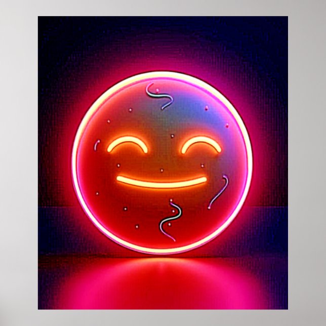 Arte de Cara Feliz con Resplandor de Neón (Frente)