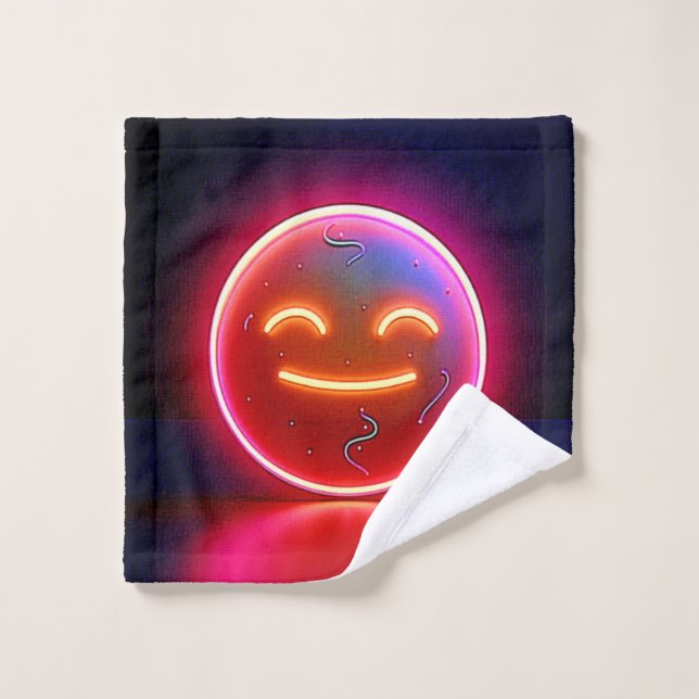 Arte de Cara Feliz con Resplandor de Neón (Toallita)