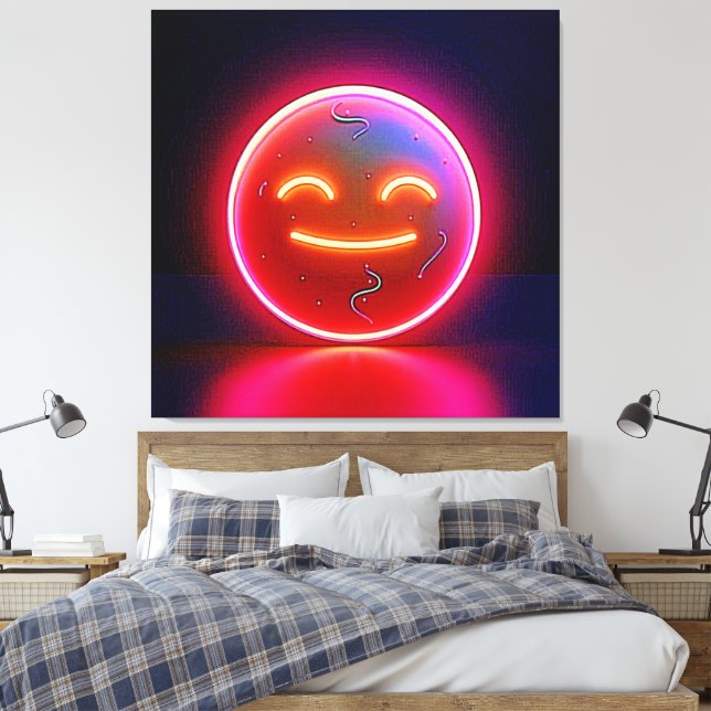 Arte de Cara Feliz con Resplandor de Neón (Insitu(Dormitorio))