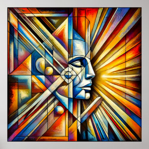 🎨 Arte de Cara Geométrico en Color para Decoració